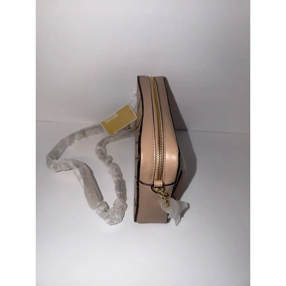 Michael Kors Jet Set Travel Oyster Leather Large EW Nude Crossbody Bag NWT $198